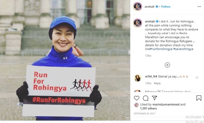 Alya Rohali hobi lari dan megikuti marathon