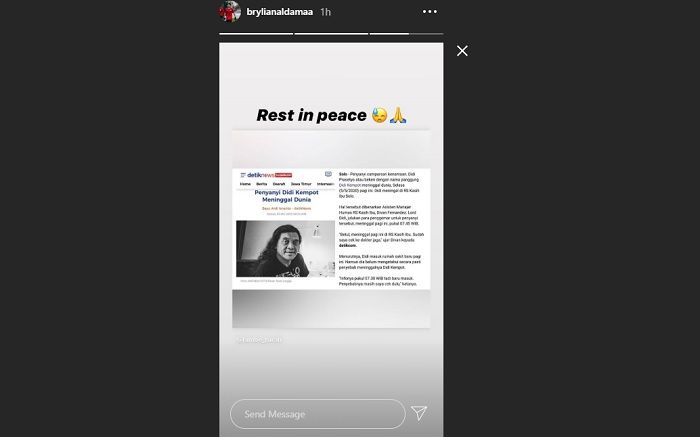 Instastory Brylian Aldama.