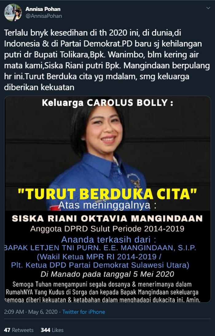 Annisa Pohan bagikan kabar duka