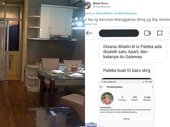 Ruang makan di apartemen yang diduga tempat persembunyian Ferdian Paleka