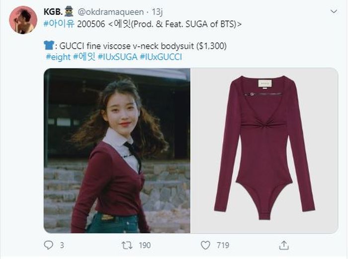 Salah satu outfit yang digunakan IU untuk MV Eight