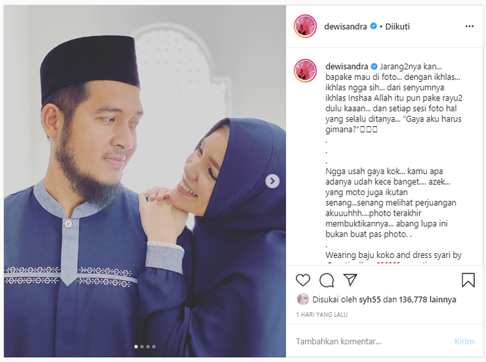 Potret kemesraan Dewi Sandra dan Agus Rahman