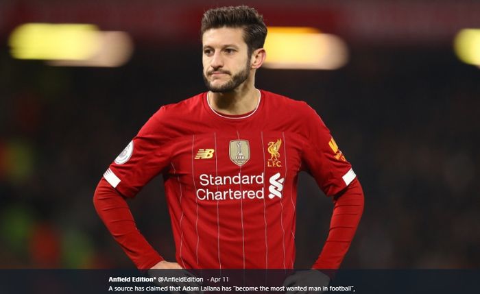 Gelandang tengah milik Liverpool, Adam Lallana, yang bakal dilepas pada akhir musim 2019-2020.