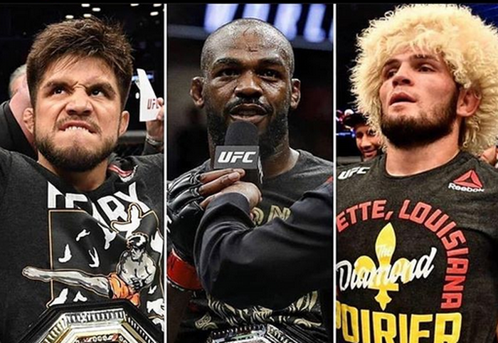 Henry Cejudo (kiri) yang merupakan rekan satu manajemen Khabib Nurmagomedov (pojok kanan) berbagi pengalaman saat konsumsi obat bersama Mike Tyson.