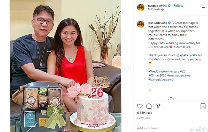 Puspa Dewi rayakan anniversary