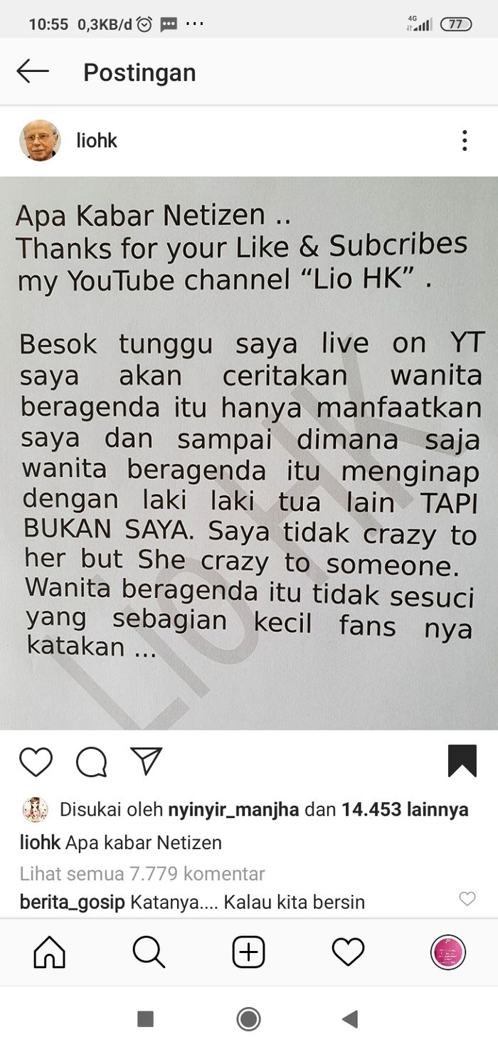 Unggahan Laurens ayah angkat Syahrini yang sudah didepak