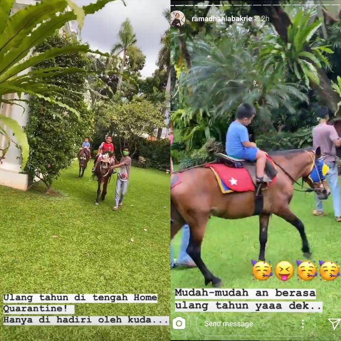 Nia merayakan ulang tahun Magika di rumah dan memboyong kuda