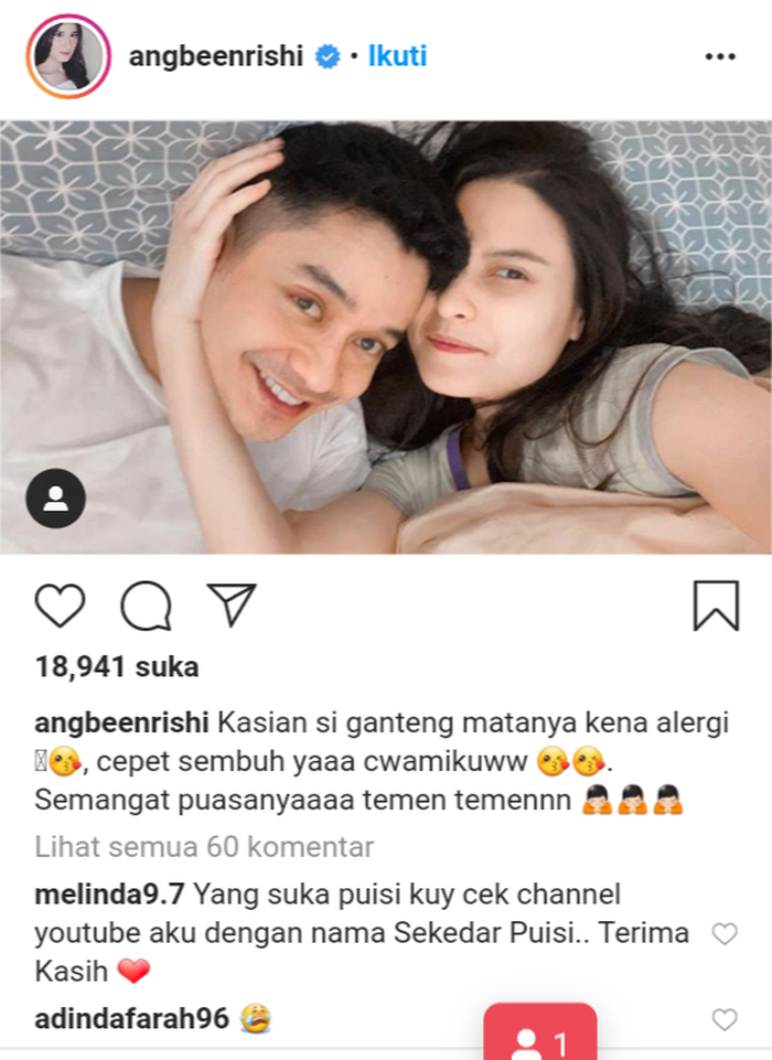 Angbeen Rishi kabarkan Adly Fayruz sakit