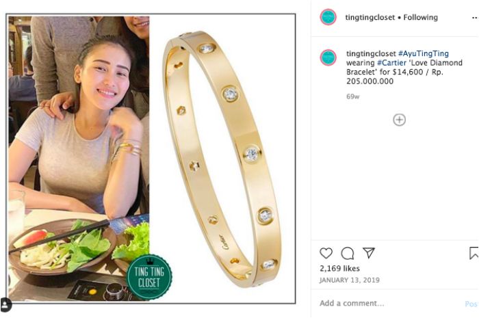 Gelang Ayu Ting Ting yang sama dengan milik Nagita Slavina