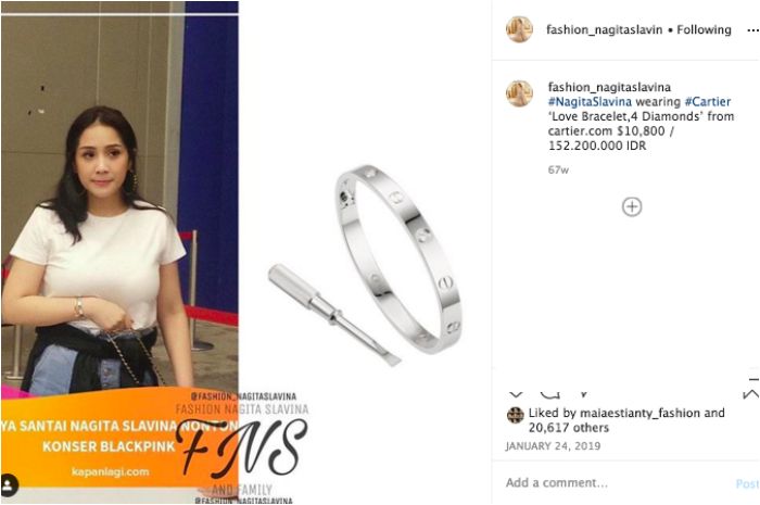 Gelang Nagita Slavina yang mirip dengan milik Ayu Ting Ting