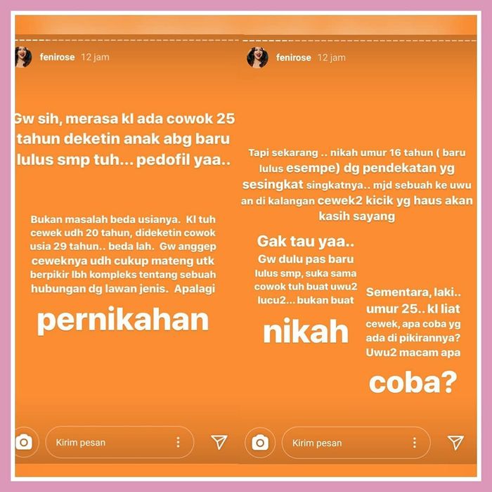 Instastory Feni Rose