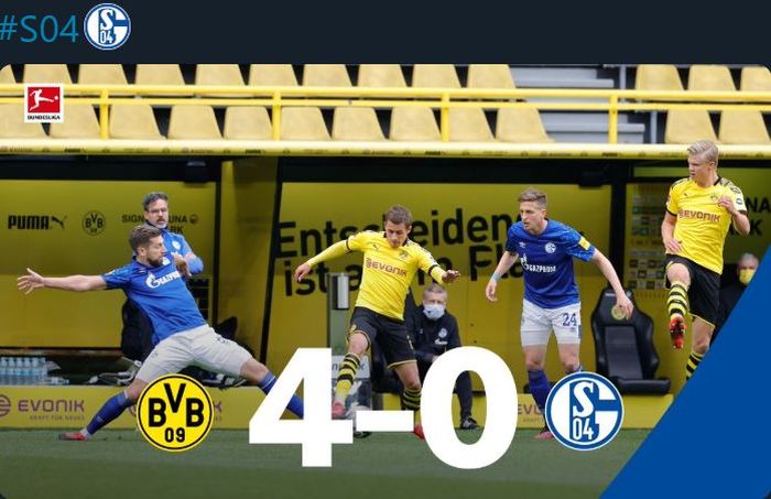 Schalke menorehkan sebuah catatan pada laga kontra Borussia Dortmund di pekan ke-26 Bundesliga 2019-2020, Sabtu (16/5/2020).