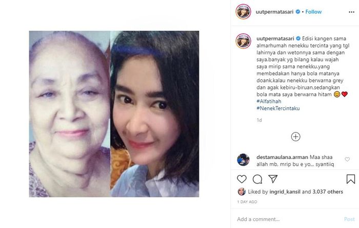 Uut Permatasari Warisi Weton Serta Kecantikan Sang Nenek yang Bermata Biru: Banyak yang Bilang Wajah Kalau Wajah Saya Mirip