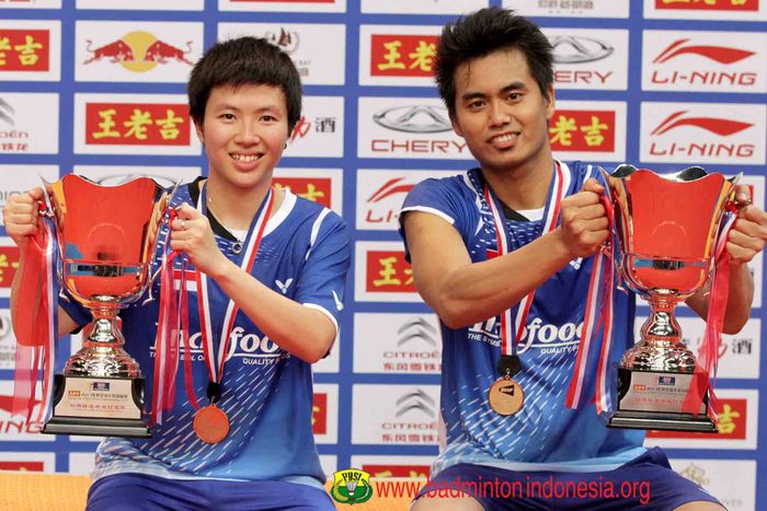 Tontowi Ahmad/Liliyana Natsir saat menjadi Juara Dunia 2013 di Guagzhou, China.