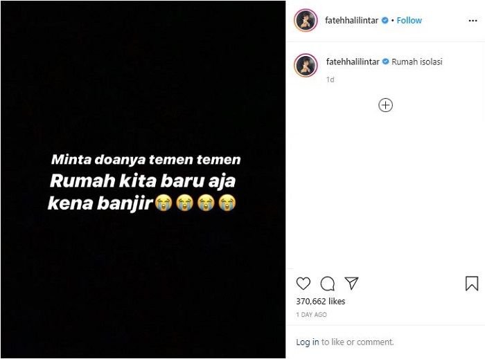 Fateh Halilintar mengabarkan rumahnya kebanjiran