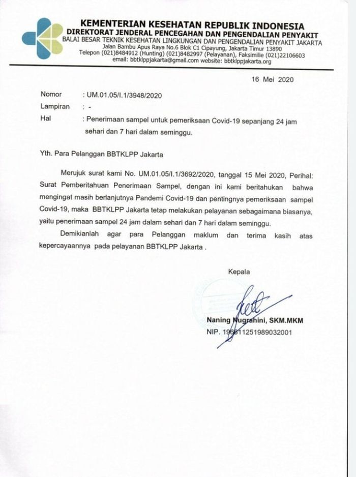 Unggahan Kementerian Kesehatan RI