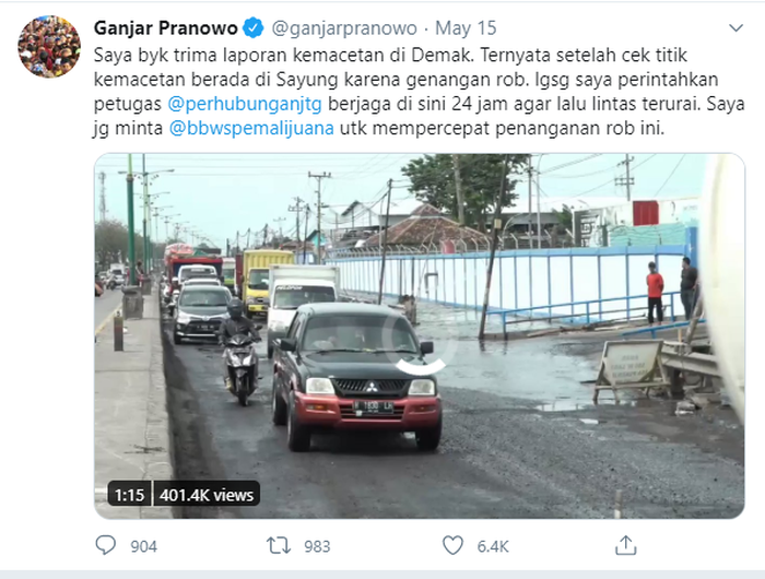 Unggahan Ganjar Pranowo