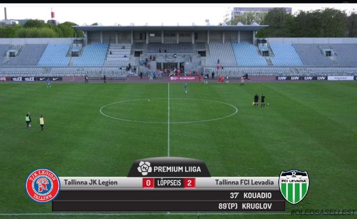 Pertandingan Liga Estonia antara Legion vs Levadia Talinn yang digelar kembali pasca-karantina pada 19 Mei 2020.