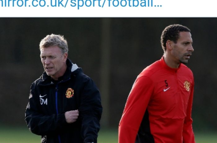 David Moyes dan Rio Ferdinand saat masih membela Manchester United.