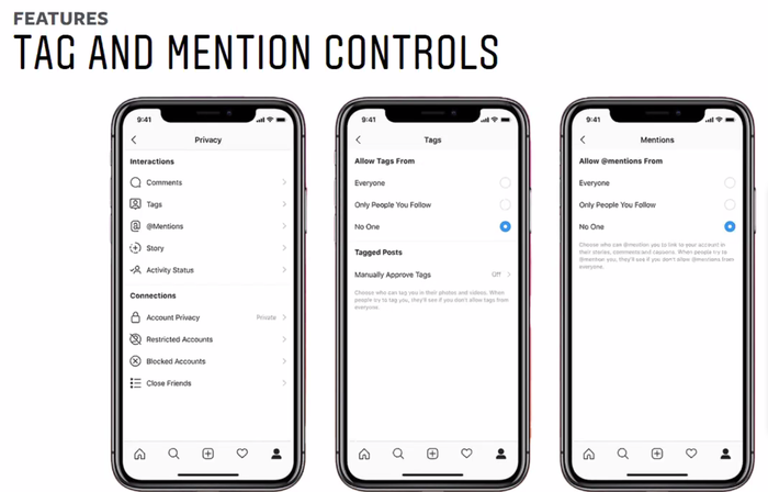 Tag and mention controls