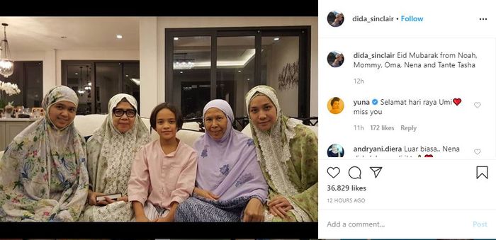 Postingan Dida Sinclair di Hari Lebaran tahun ini.