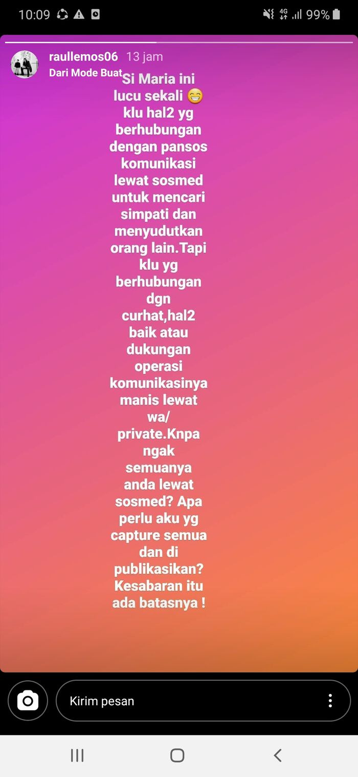 Sindiran Raul Lemos soal pansos setelah Aurel Hermansyah komentari postingan Krisdayanti.