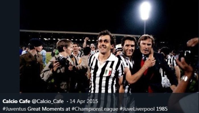 Michel Platini seusai membawa Juventus juara Liga Champions 1984-1985.