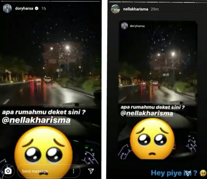 Tangkapan layar Instagram Dory Harsa dan Nella Kharisma