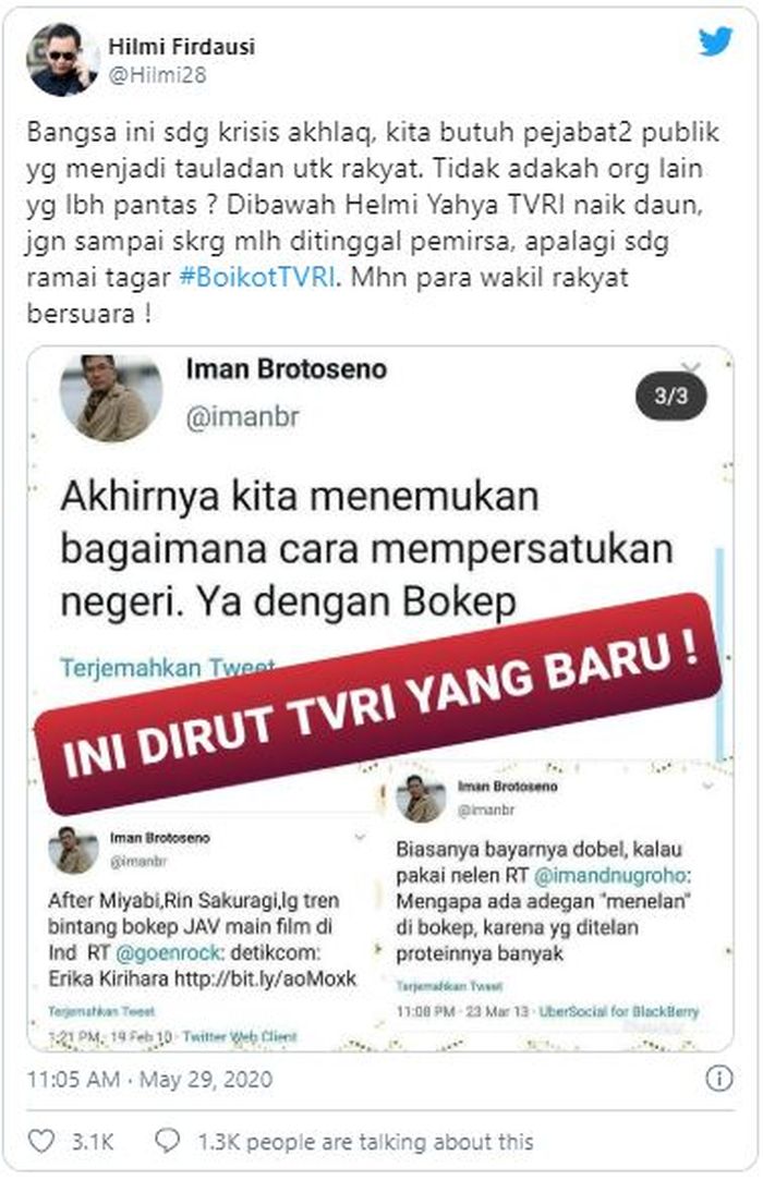 Cuitan Iman Brotoseno yang sedang menjadi sorotan