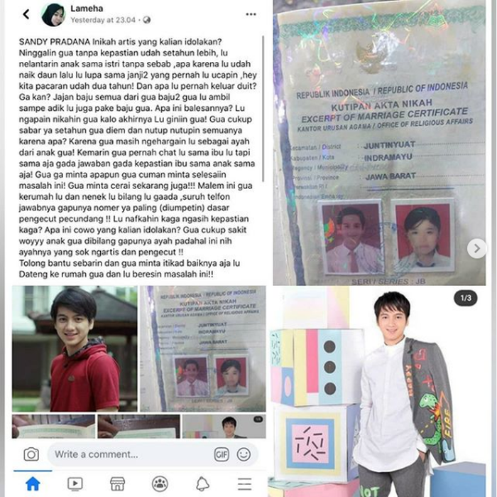 
Laporan istri Sandy Pradana Instagram.com/lambe_turah