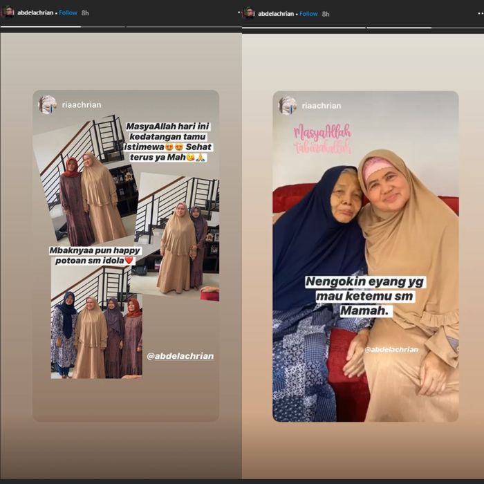 Unggahan istri Abdel saat Mamah Dedeh berkunjung ke rumahnya