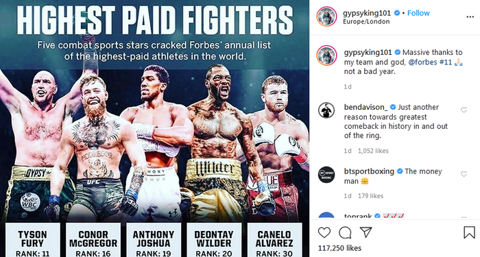 Ucapan terima kasih dan rasa syukur Tyson Fury di media sosialnya.