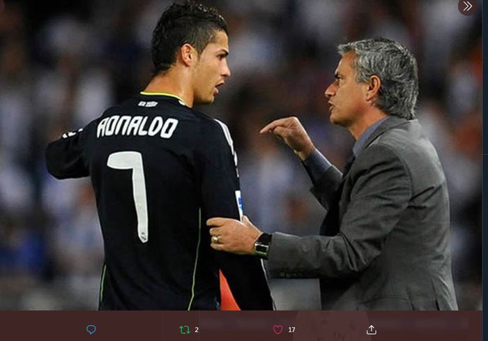 Jose Mourinho dan Cristiano Ronaldo saat masih membela Real Madrid.