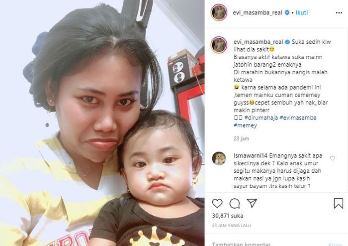 Evi Masamba ngaku sedih putrinya sakit demam