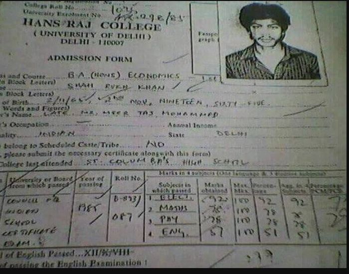 Beredar hasil studi Shah Rukh Khan saat kuliah