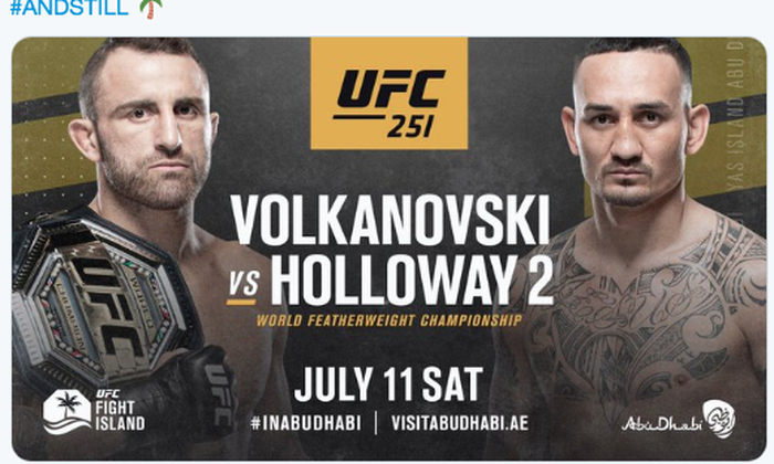 Alex Volkanovski vs Max Holloway di UFC 251.