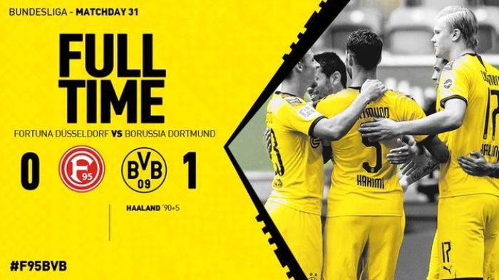 Borussia Dortmund memetik kemenangan 1-0 atas Fortune Duesseldorf pada Sabtu (13/6/2020).