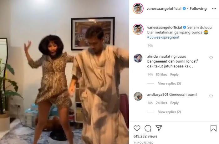 Tangkapan layar video instagram - <a href='https://jambi.tribunnews.com/tag/vanessa-angel' title='Vanessa Angel'>Vanessa Angel</a> saat <a href='https://jambi.tribunnews.com/tag/hamil' title='hamil'>hamil</a> tua melakukan gerakan energik yang mengundang sorotan <a href='https://jambi.tribunnews.com/tag/netizen' title='netizen'>netizen</a>. 