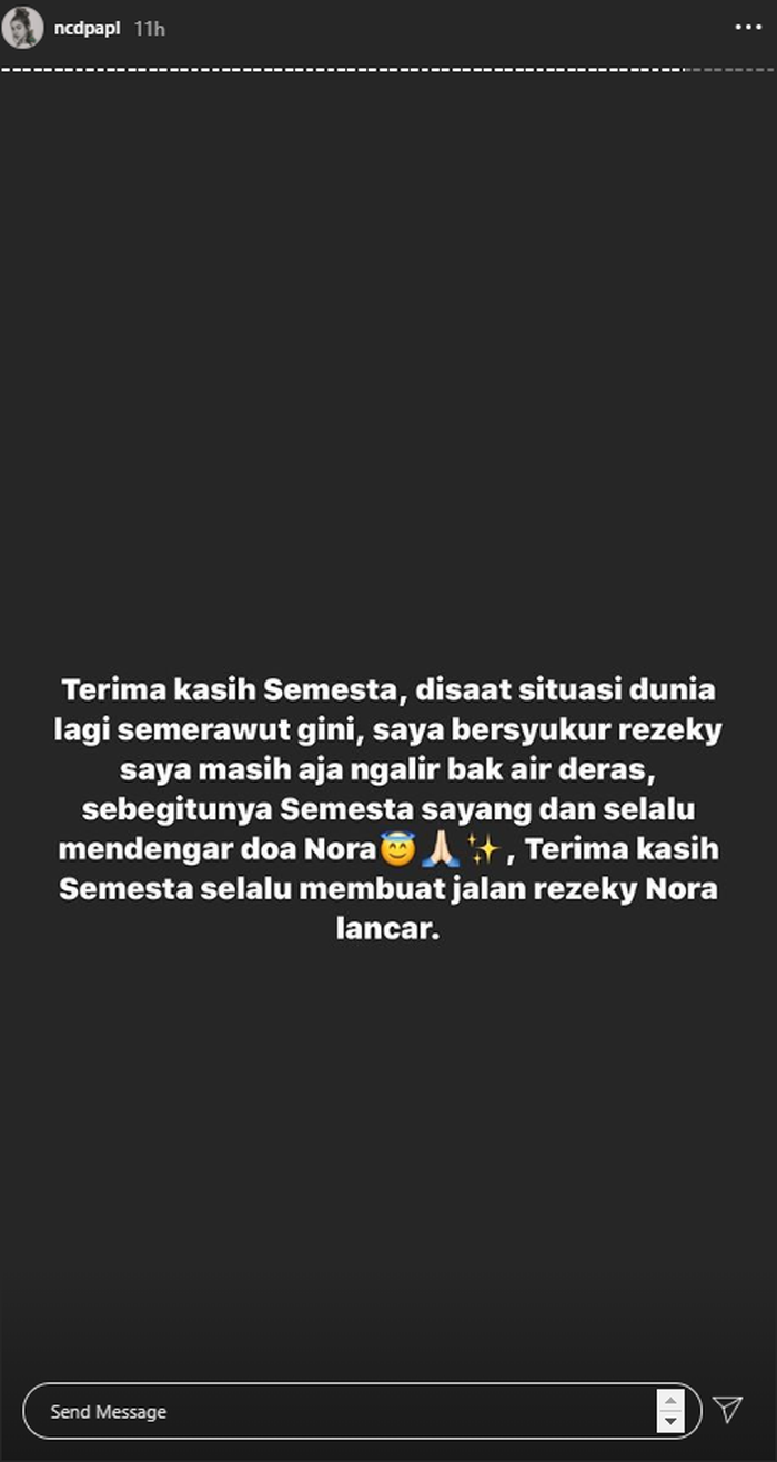 Unggahan mantan istri Aliff Alli Khan, Nora Alexandra soal rezeki