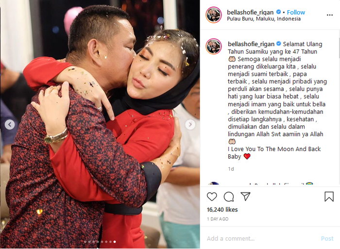 Unggahan terbaru Bella Shofie yang memamerkan kemesraan bersama suaminya.