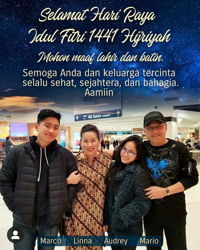 Momen Idul fitri Linna dan <a href='https://pontianak.tribunnews.com/tag/mario-teguh' title='Mario Teguh'>Mario Teguh</a> bersama kedua buah hatinya 