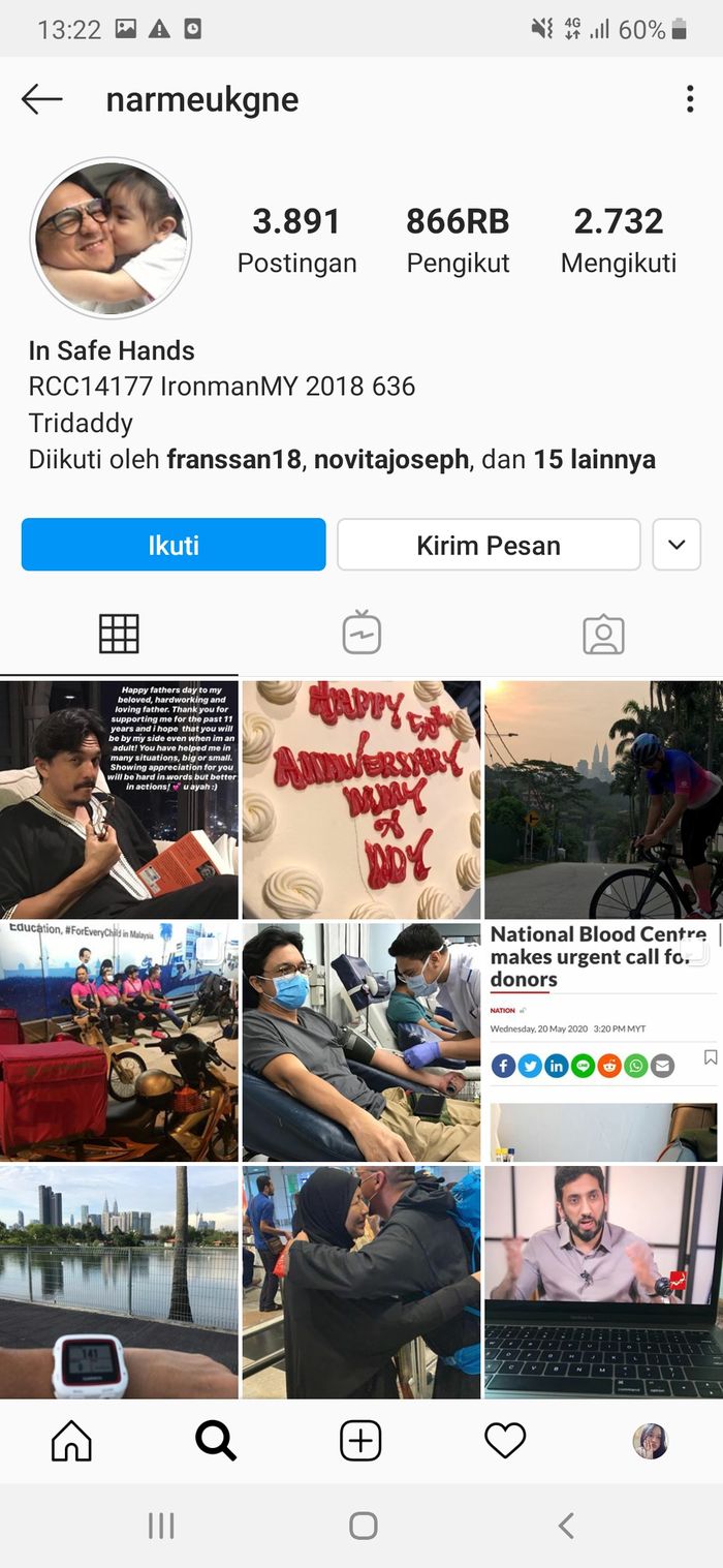 Engku Emran tiba-tiba mengganti foto profil instagram dengan putri semata wayangnya, Engku Aleesya pada Kamis, 25 Juni 2020.
