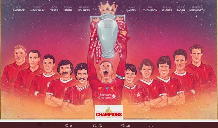 Liverpool meraih gelar Premier League pertama sepanjang sejarah sejak 1992-1993.