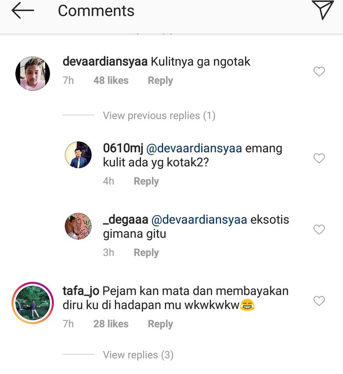 
Komentar netizen di unggahan Marion Jola