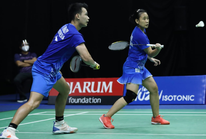 Pasangan ganda campuran Indonesia, Rinov Rivaldy/Pitha Haningtyas Mentari, ketika beraksi pada ajang PBSI Home Tournament, Rabu (1/7/2020)