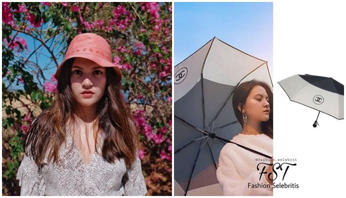 Marsha Aruan pakai payung Chanel ' black and ivory nylon umbrella in Chanel box' Rp 5.392.000 tuai beragam komentar netizen.