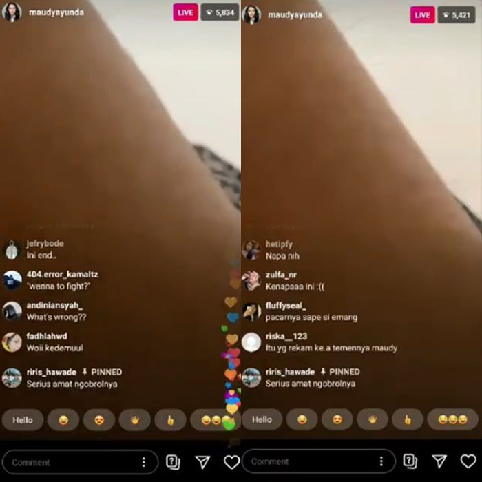 IG Live Maudy Ayunda yang viral karena bertengkar dengan kekasihnya