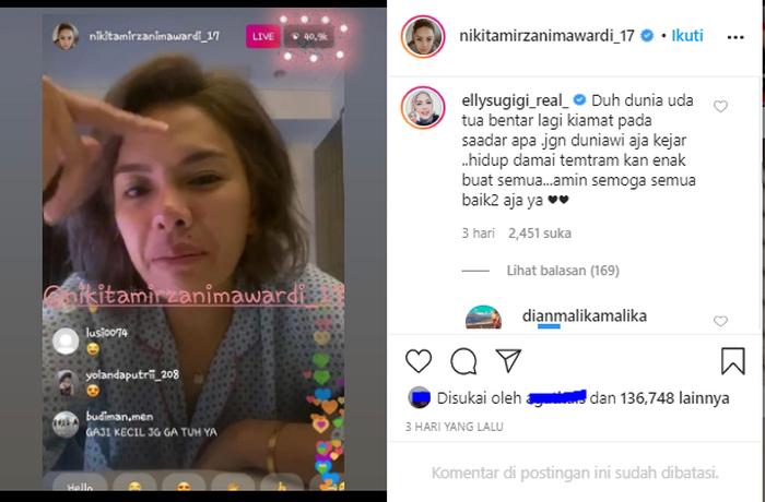 Elly Sugigi nasihati Nikita Mirzani.