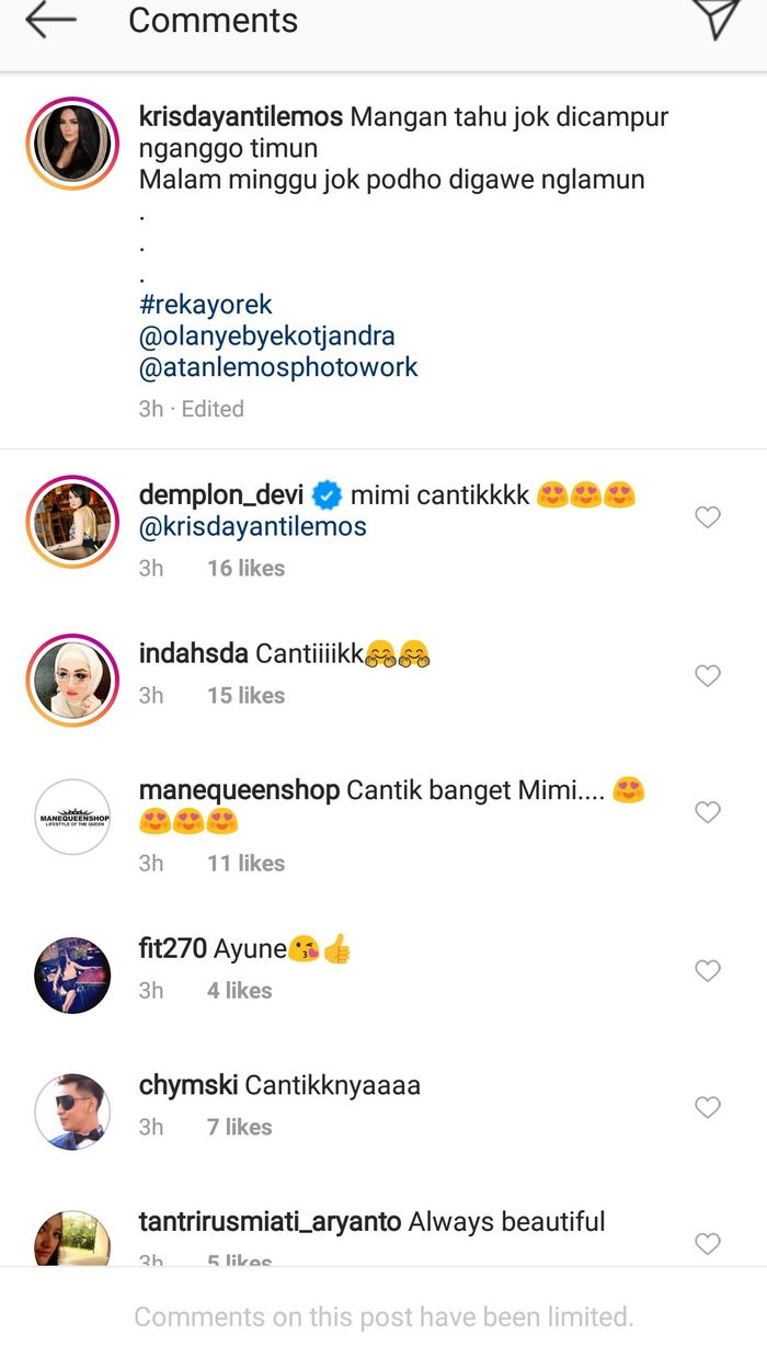 KD tutup kolom komentar