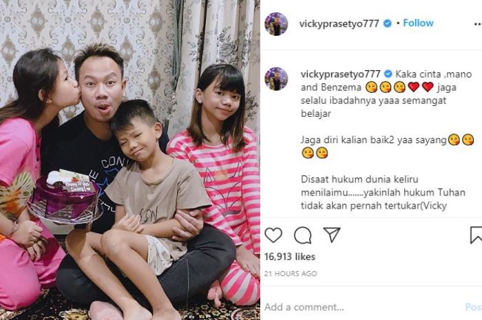 Potret bahagia Vicky Prasetyo bersama para buah hatinya